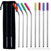 8Pcs Stainless Steel Drinking Straws Iuhan Extra Long 8.46 inch Stainless Steel Metal Drinking Straws  Set of 4 Angled Straws & 4 Straight Straws with Silicone Tips  2 Brushes (Silver) - B07F8353XF